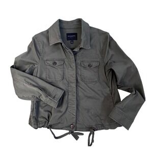 Banana Republic Shrunken Utility Flight Jacket Olive Green Petite Small S 364408